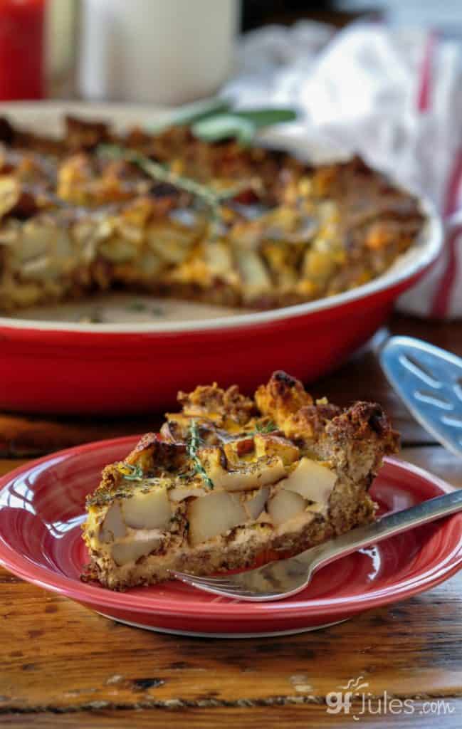 gluten free stuffing quiche slice