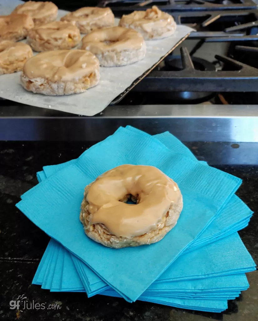 gluten free apple cider donuts on napkins