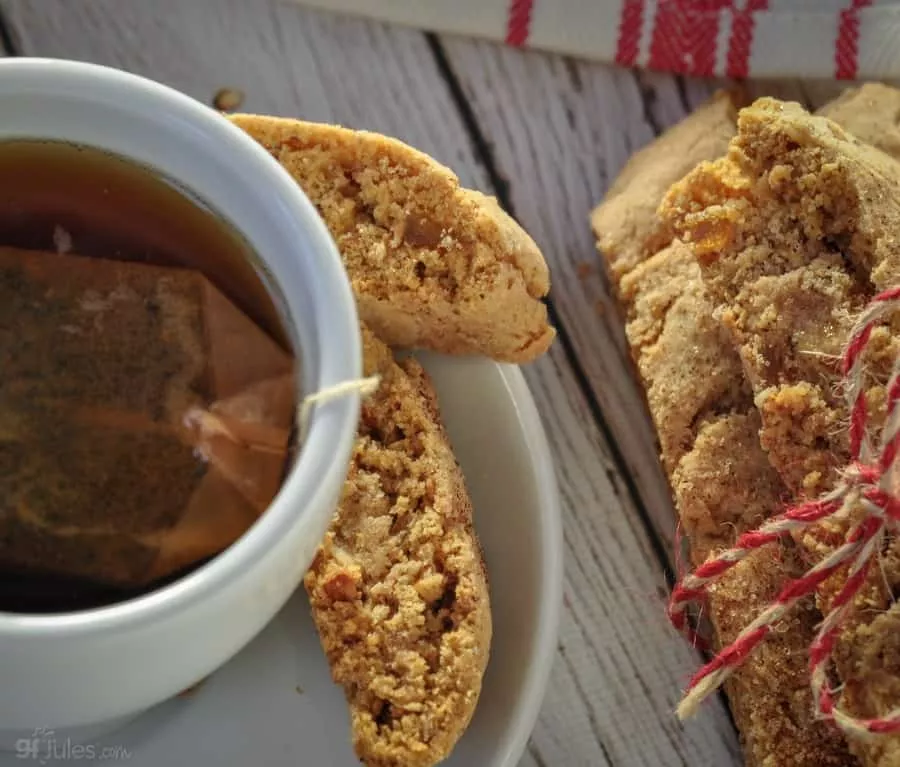 Gluten Free Gingerbread Biscotti with tea