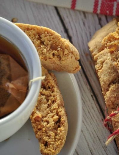 Gluten Free Gingerbread Biscotti with tea