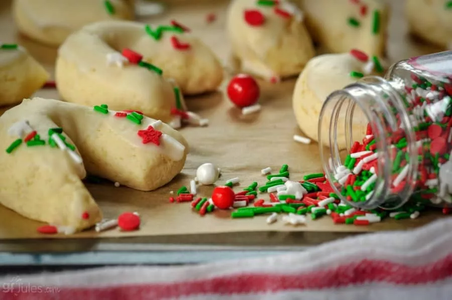 Gluten Free Italian Cookies with Christmas sprinkles