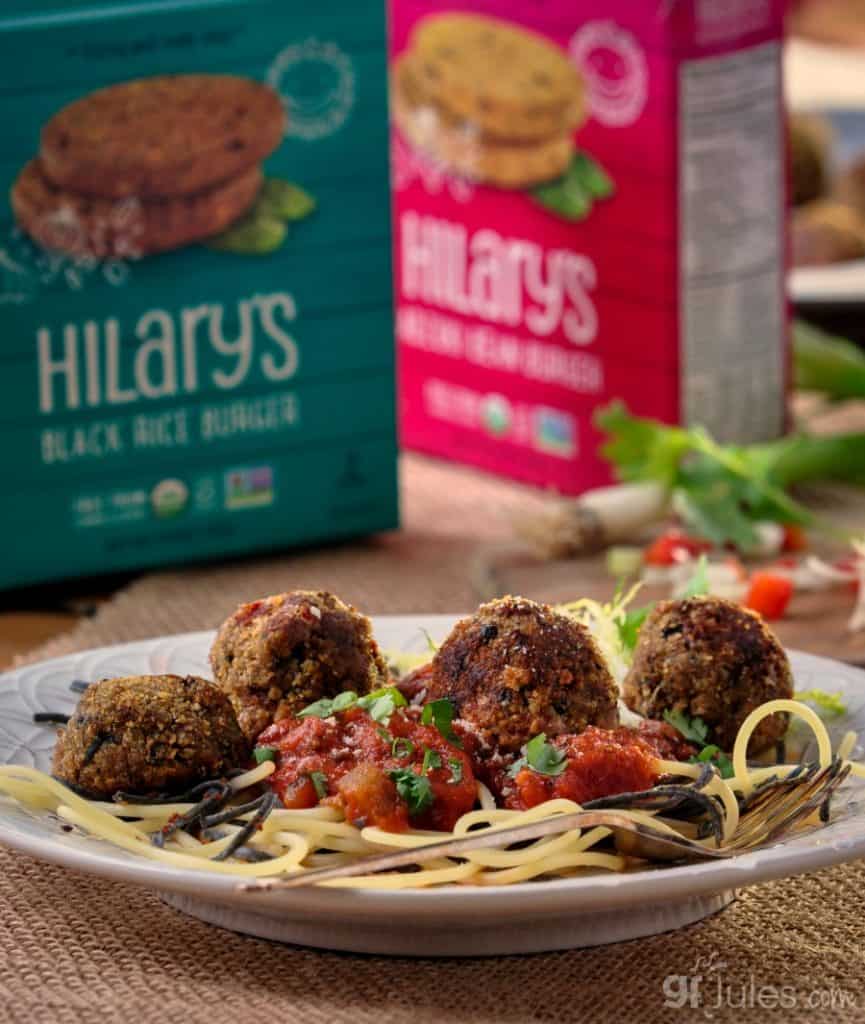 Gluten Free Vegetarian Meatballs on plate with Hilarys 2