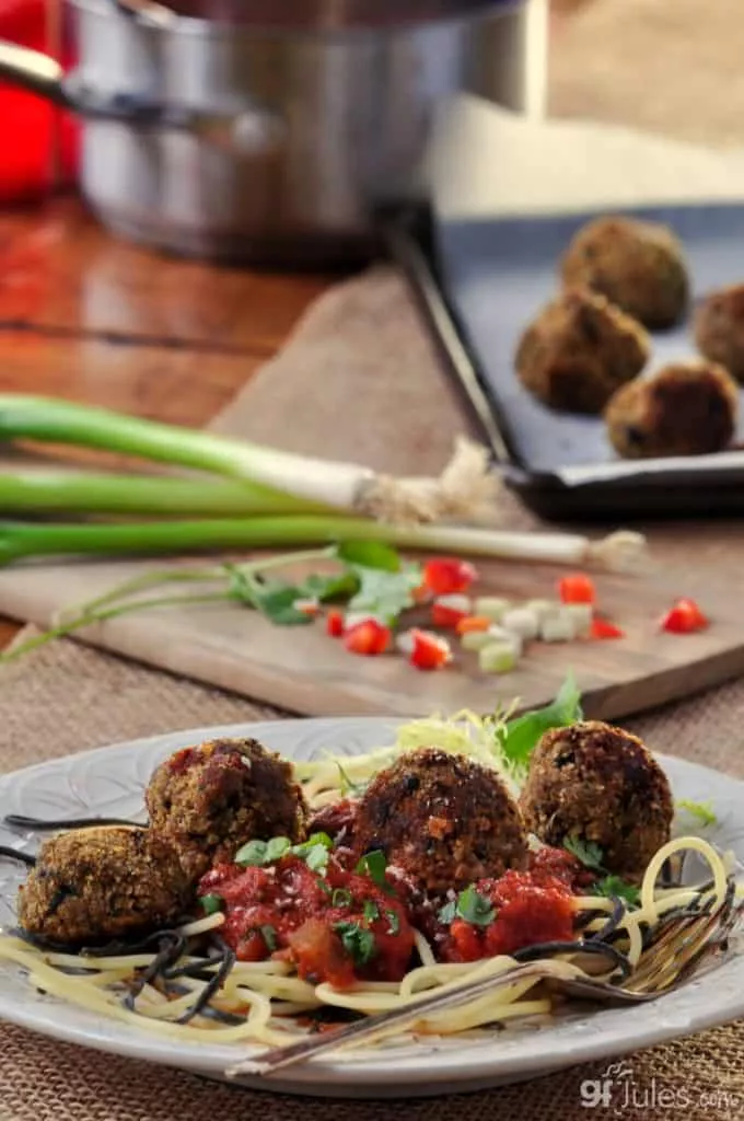 Gluten Free Vegetarian Meatballs with scallions