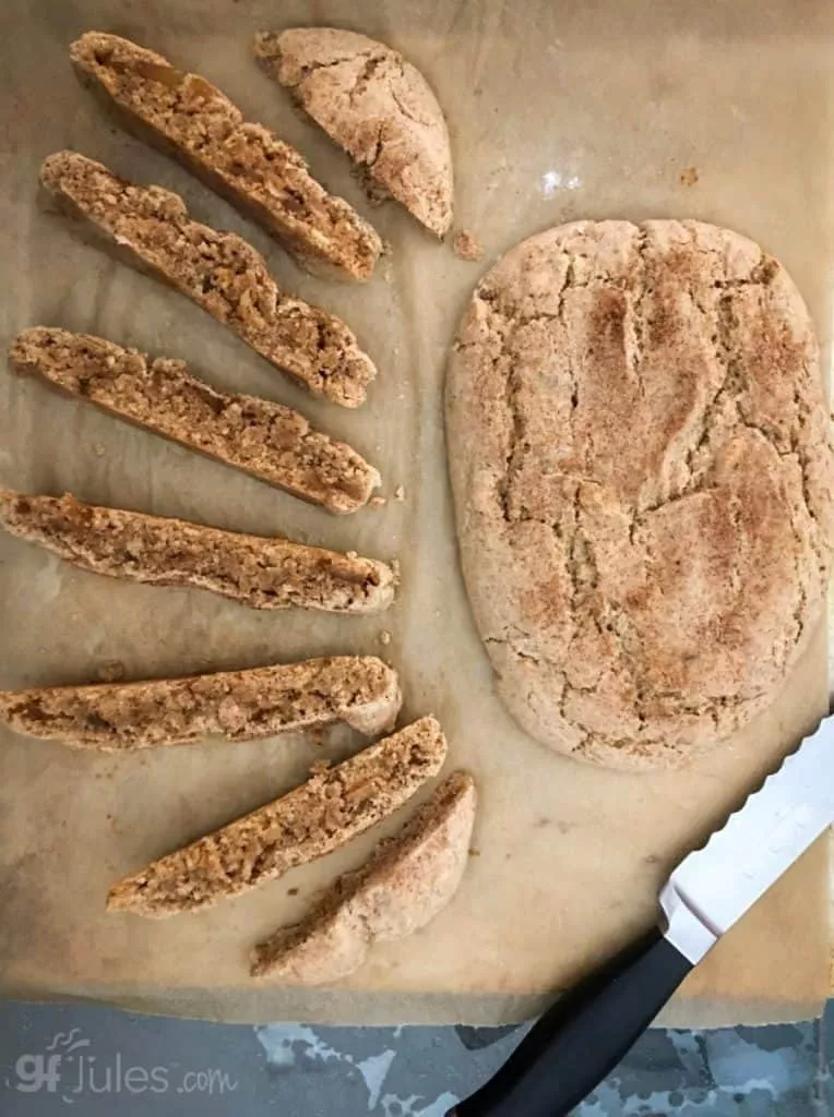 gluten free biscotti before second bake