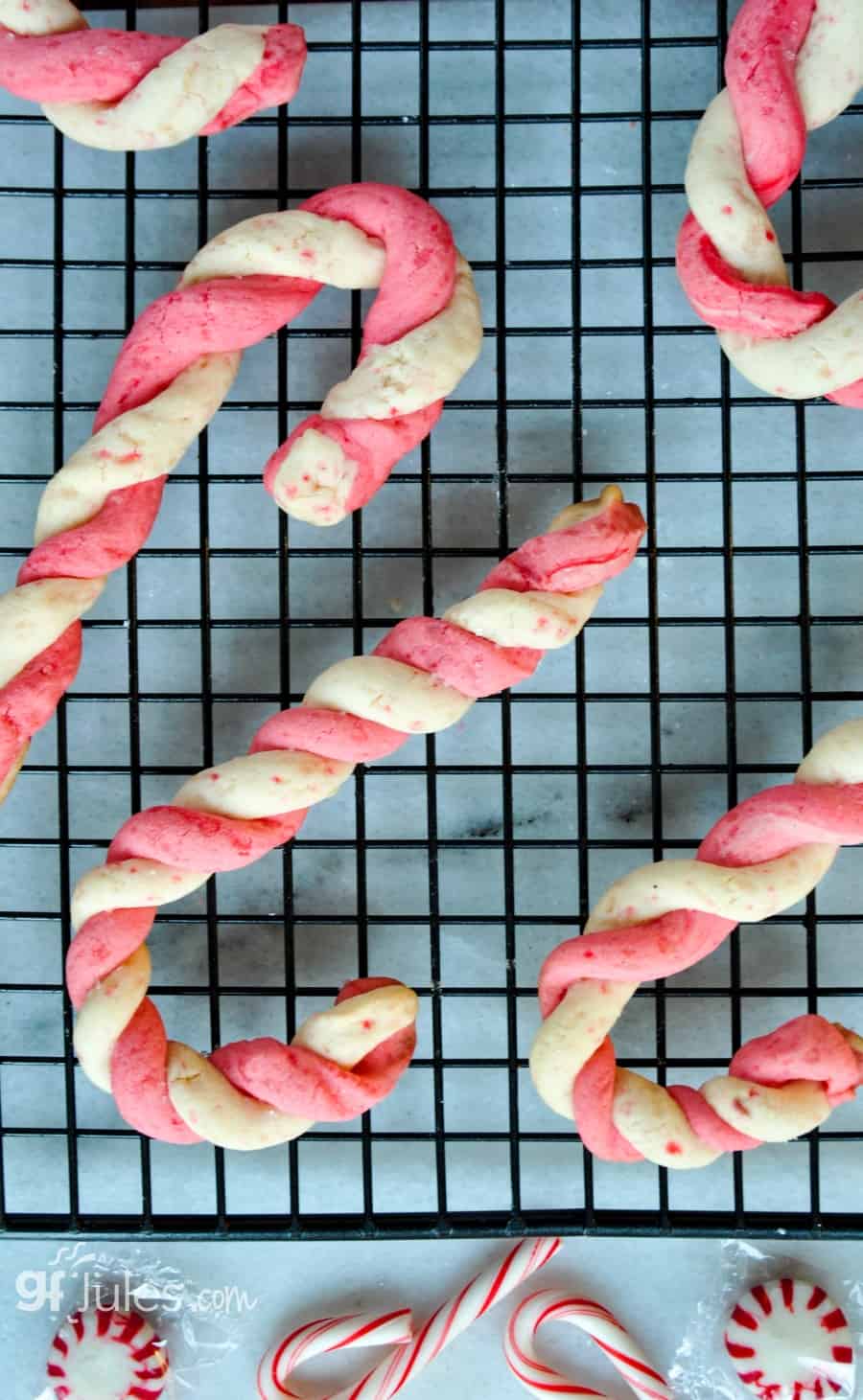 gluten free candy cane cookies on wire rack Gluten free recipes gfJules with the 1 Flour