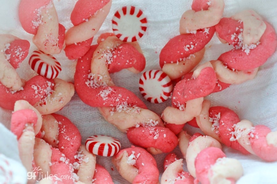 gluten free candy cane cookies with peppermints