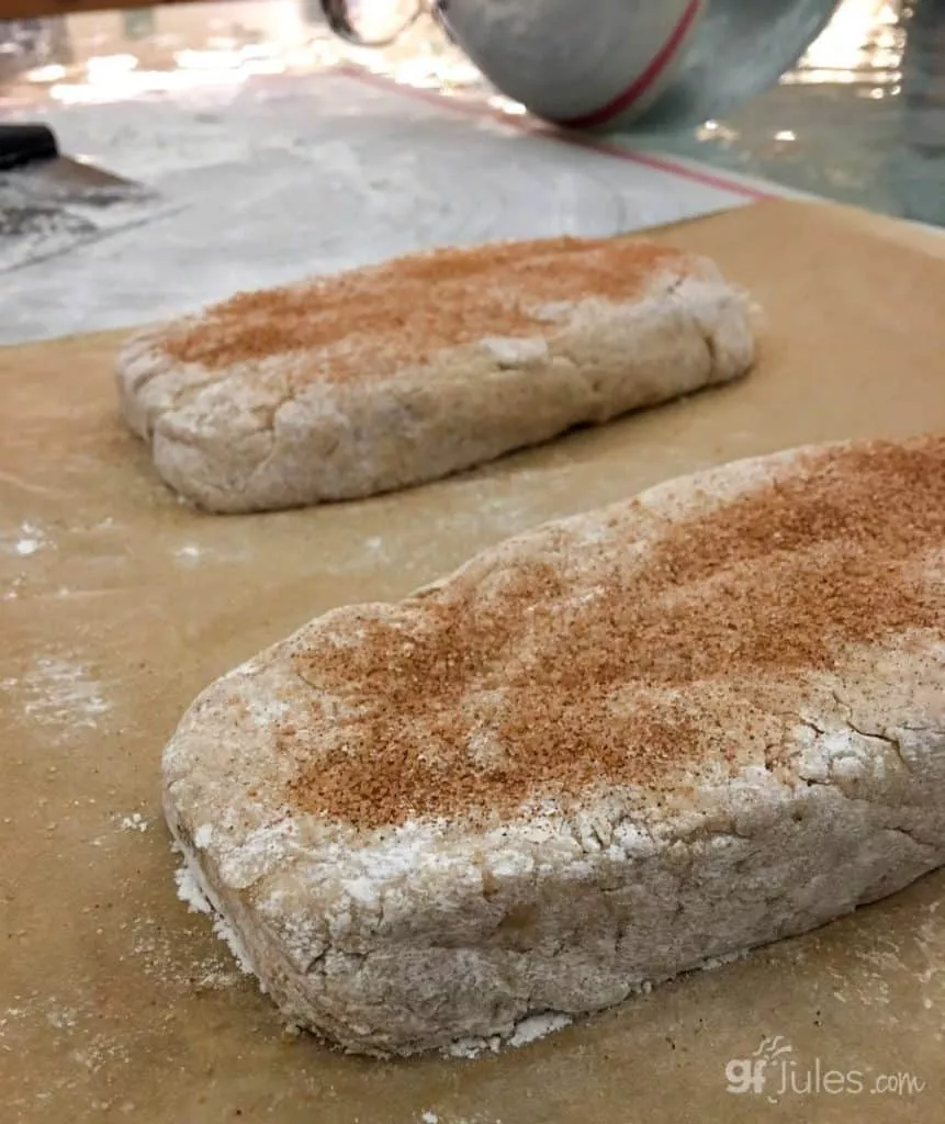 gluten free gingerbread biscotti dough before baking