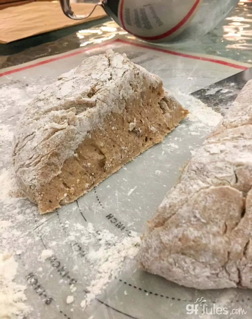 gluten free gingerbread biscotti dough halved