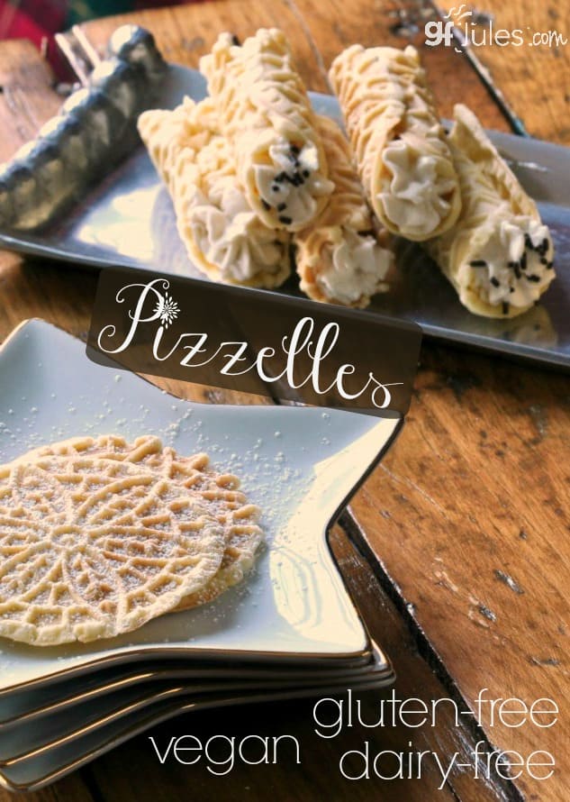 Don't miss out on delicious holiday memories like pizzelles - make them yourself! This easy gluten free pizzelles recipe is just like you remember: no grit, light and crunchy, but gluten-free! gfJules.com