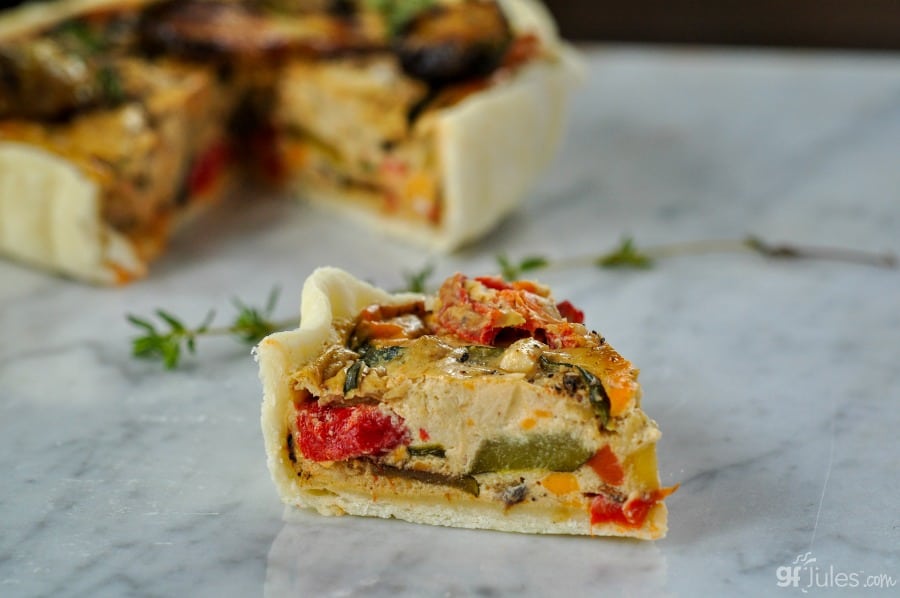 Gluten free quiche tart slice