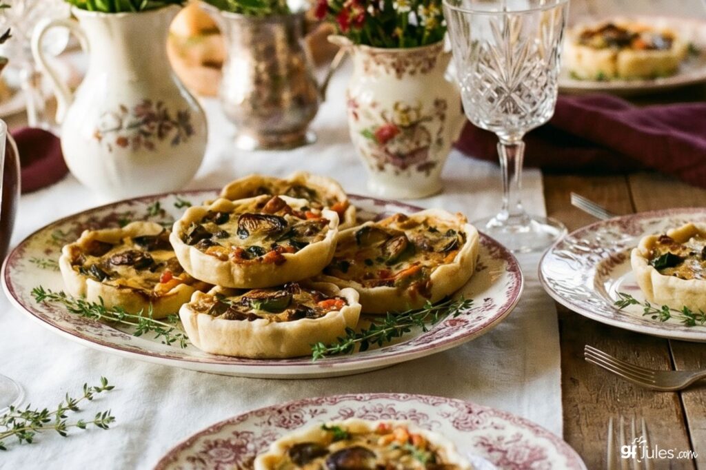 gluten free quiche tarts on platter
