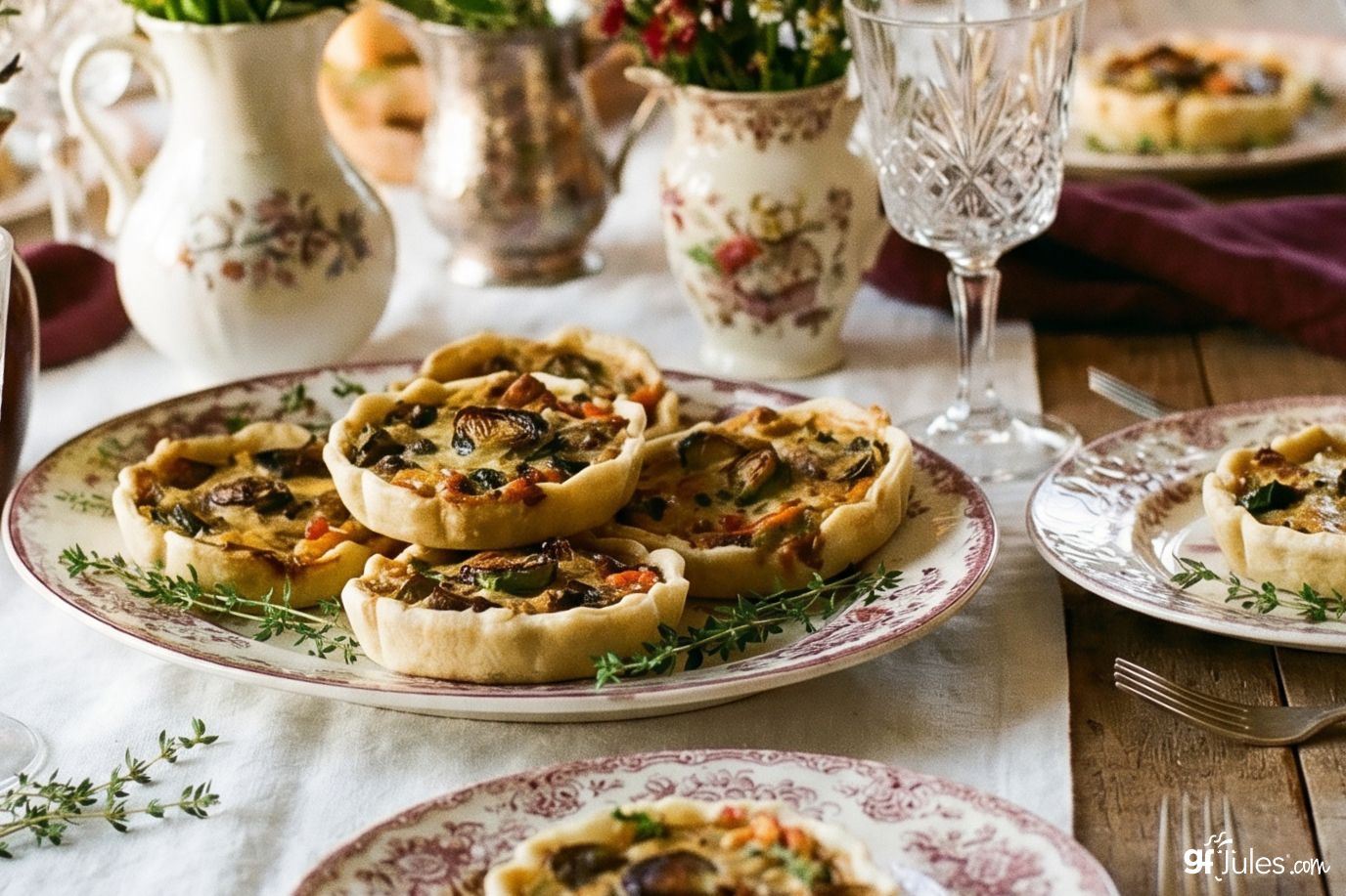 gluten free quiche tarts on platter
