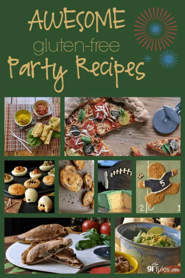 Looking for gluten free party recipes to make your next game day even better? Roundup of 21 great gluten free party recipes plus tons of gluten free products you can serve for all to enjoy!