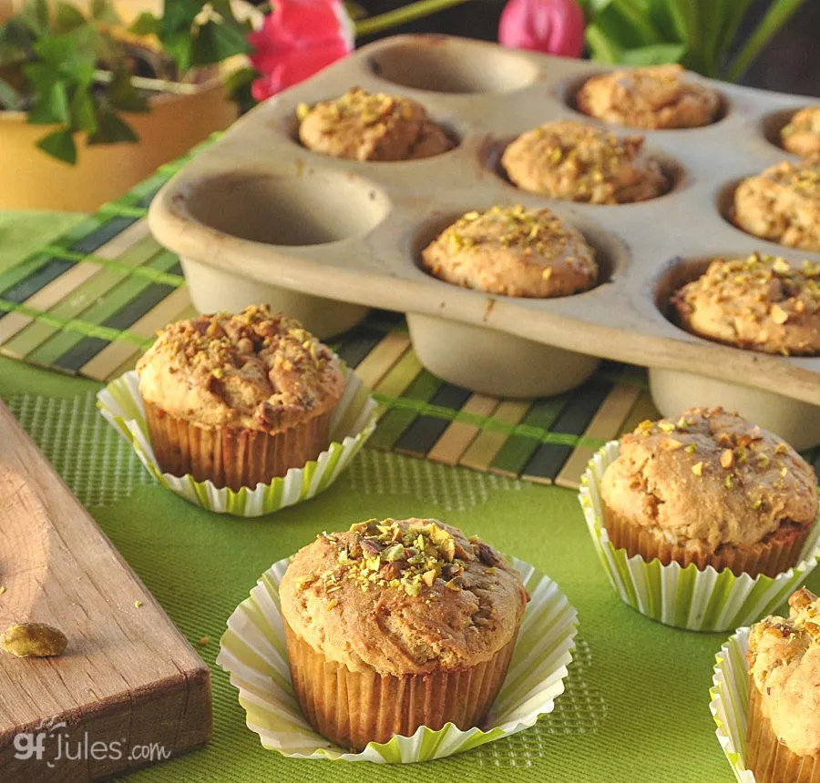 Gluten Free pistachio matcha muffins made with owyn