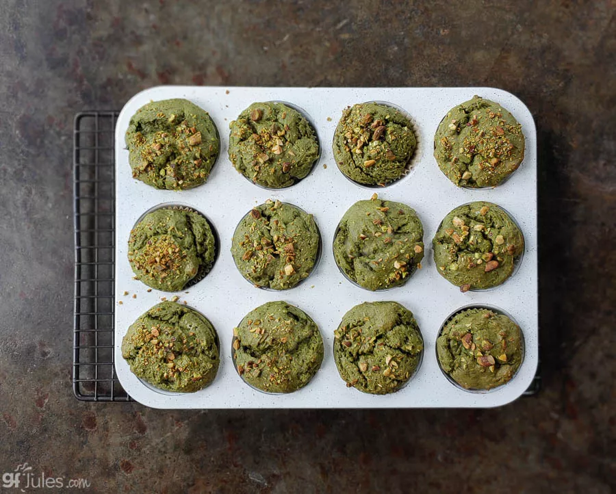 gfJules gluten free matcha muffins in tray