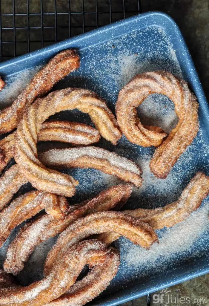 gluten free churros on pan