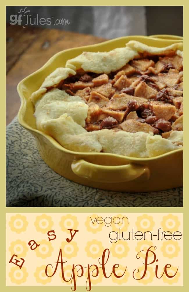 Easy Homemade Apple Pie made with light flaky gfJules Pie Crust recipe, in a rustic style