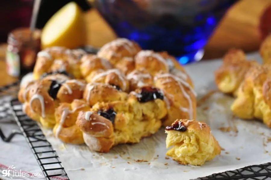 gluten free sweet egg bread with jam