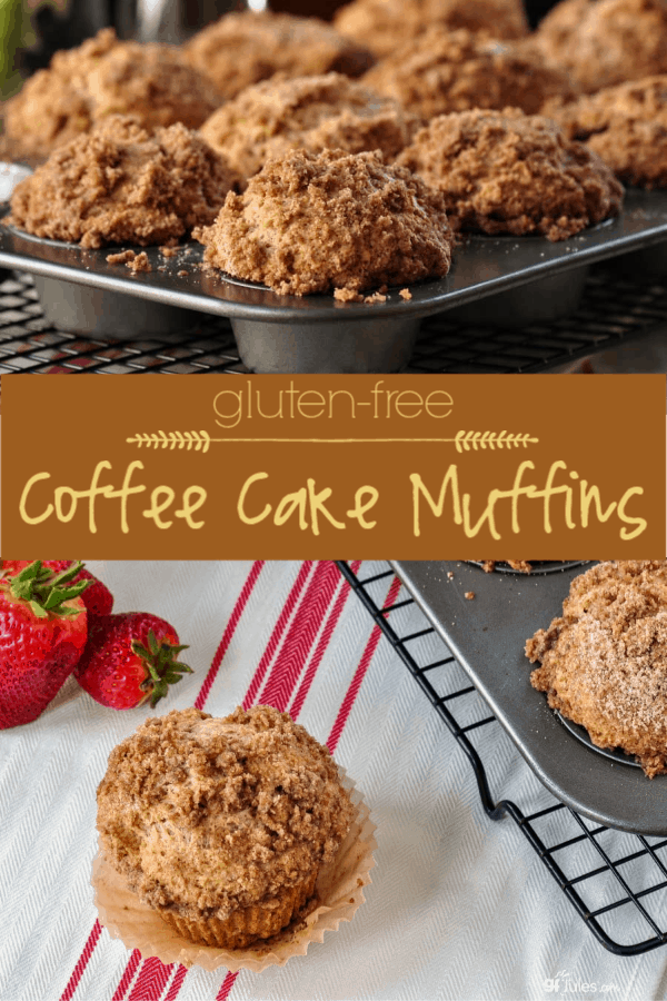 Gluten Free Coffee Cake MUFFINS! Makes your favorite breakfast portable! Gluten-Free, Dairy-Free and even vegan if you wanna!
