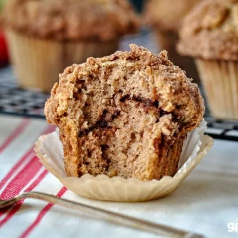 gluten free coffee cake muffin with bite