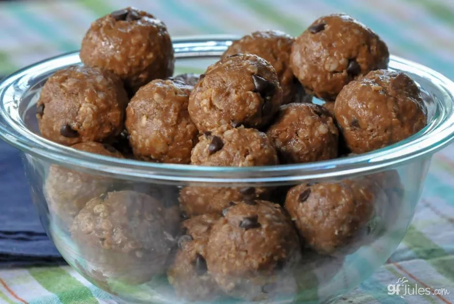 Bowl of chocolate gluten free protein balls
