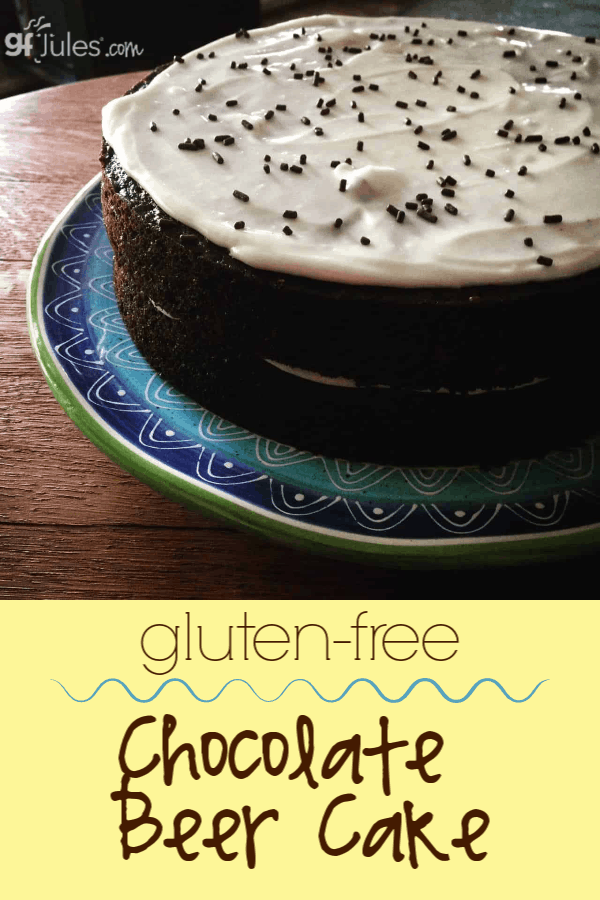 The gluten-free beer in this chocolate cake makes this a light, airy, fluffy, spongy and softly chocolate cake without being overly sweet.