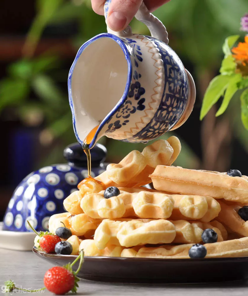 gluten free waffles syrup pour V | gfJules