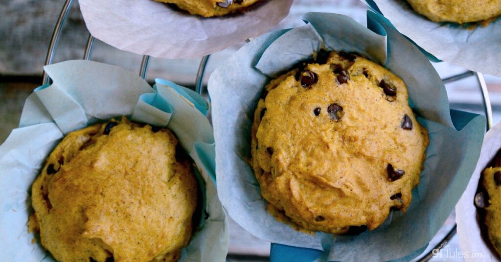 gfJules Gluten Free Pumpkin Muffins with chocolate chips gfJules