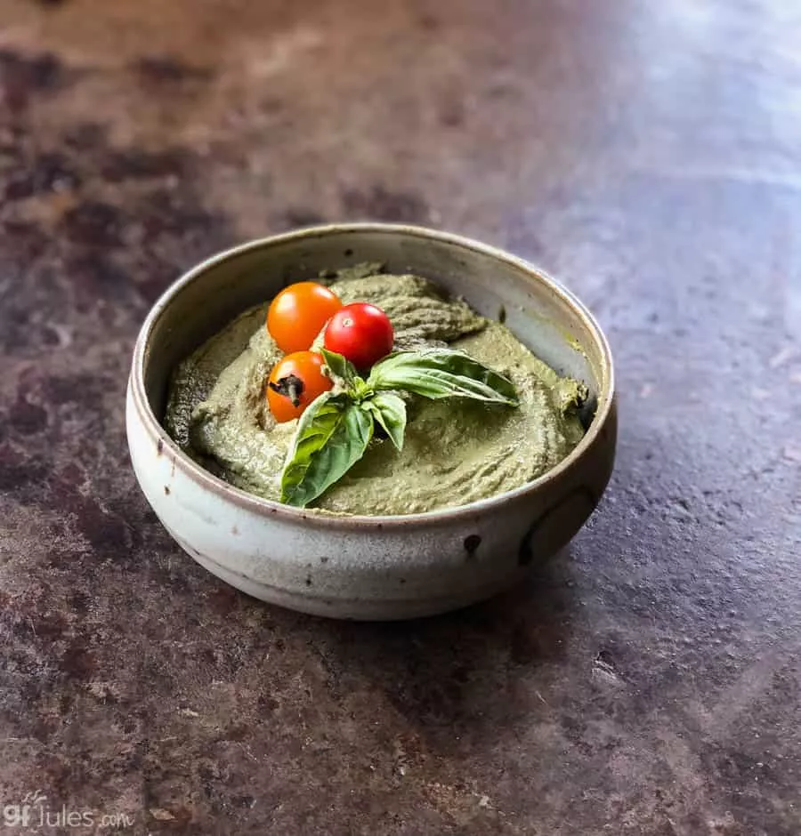 gluten free no garlic pesto in bowl