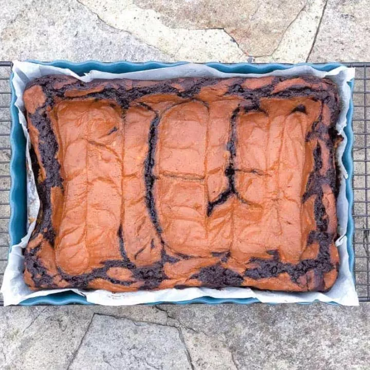 gluten free pumpkin brownie emile henry pan