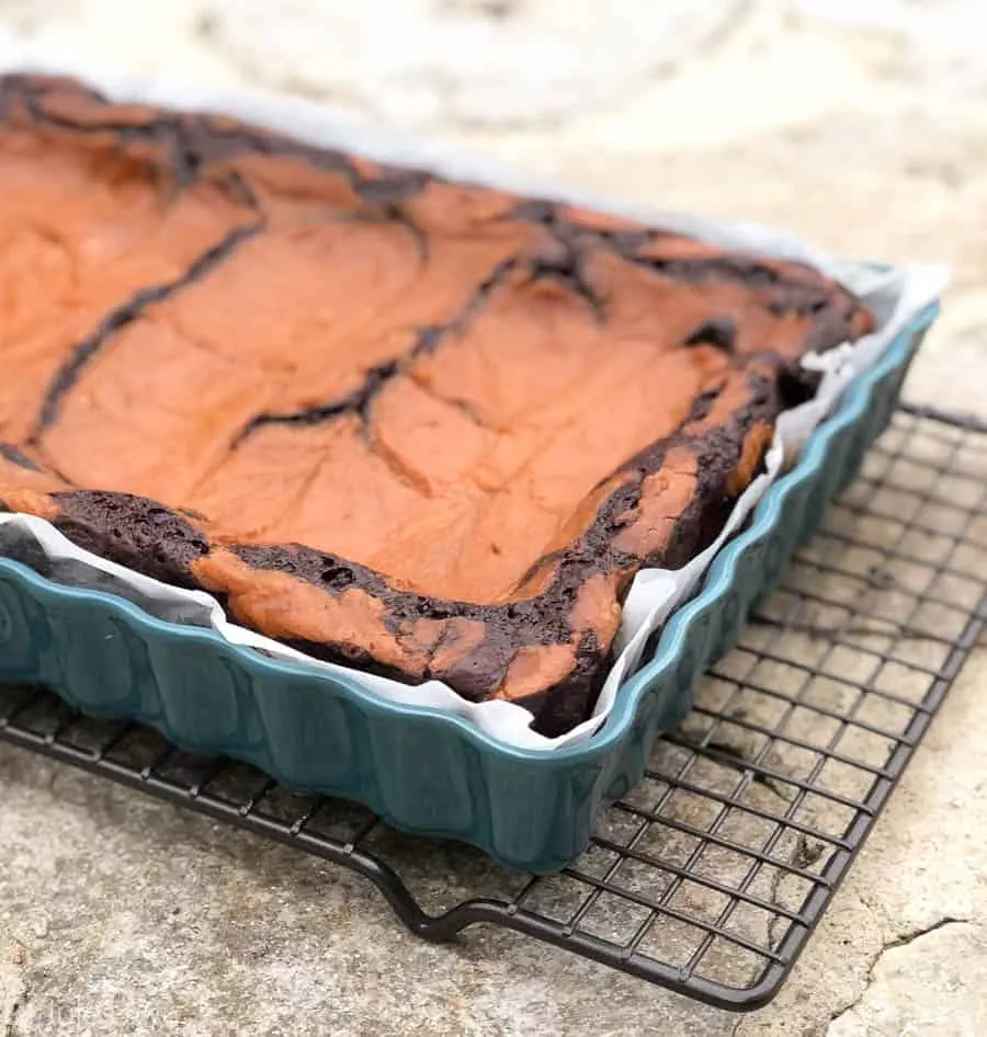 gluten free pumpkin brownie emile henry pan corner