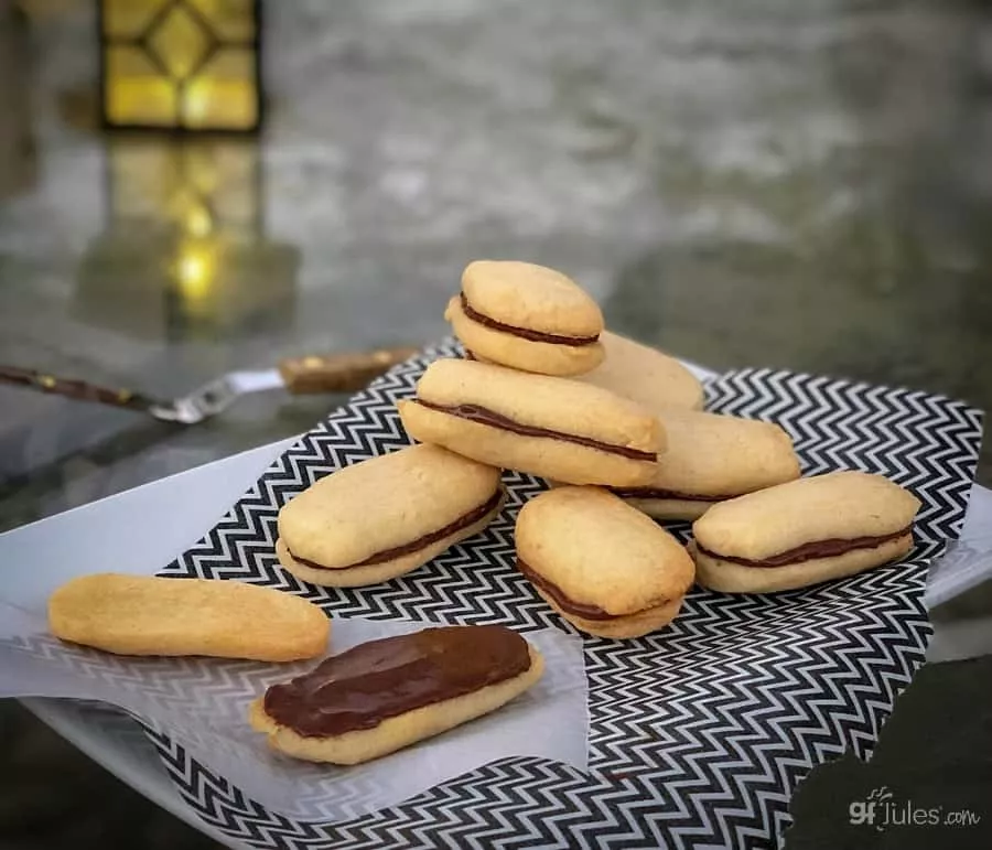 gluten free milano cookies on tray