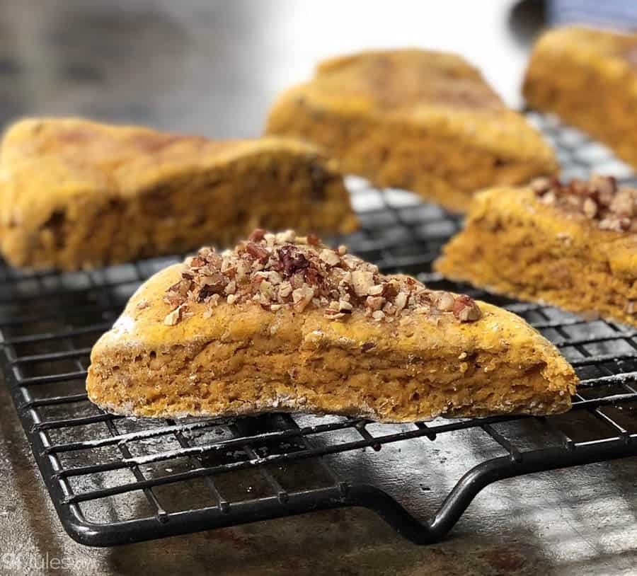 gluten free pumpkin scones on rack