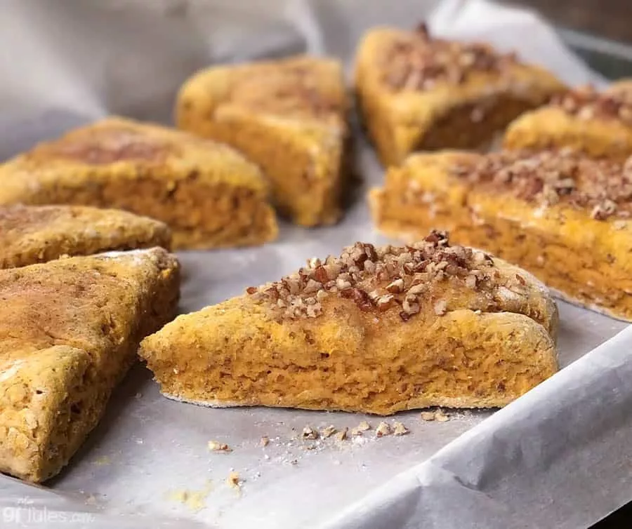 gluten free pumpkin scones on tray