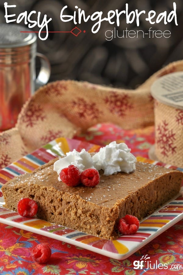 Easy gluten free gingerbread recipe brings all the favorite holiday flavors together ... in cake! gfJules