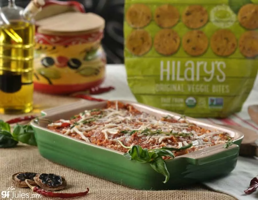 gluten free vegetarian lasagna with hilarys bag