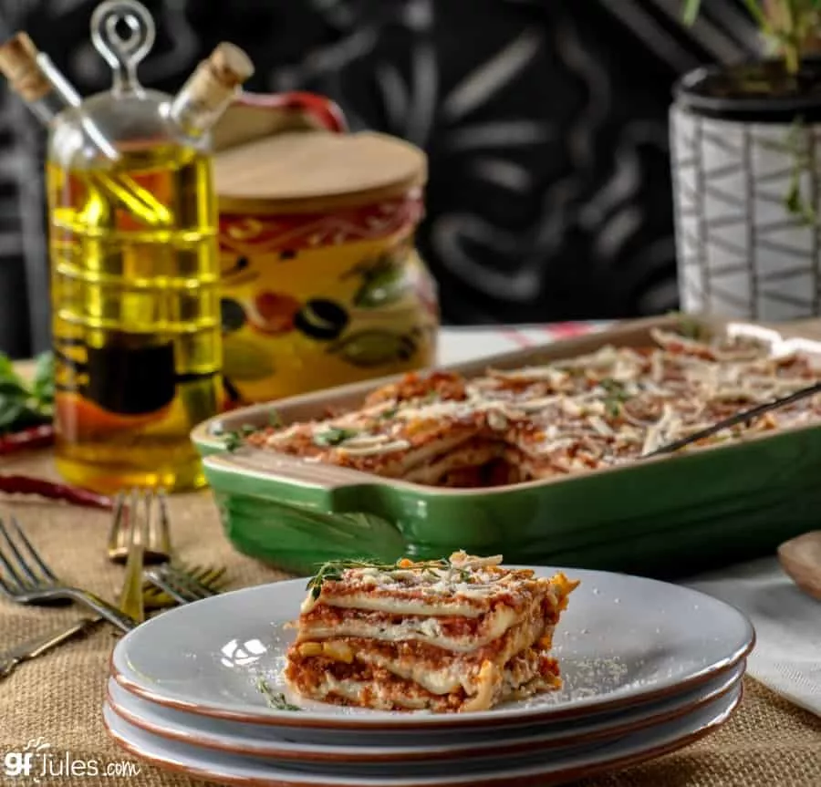 gluten free vegetarian lasagna with pan