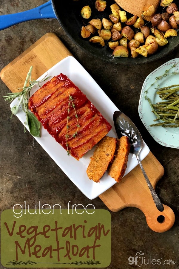 Gluten Free Vegetarian Meatloaf - this is no bean loaf. This is your new favorite way to enjoy a classic, but healthier. Easy recipe from gfJules