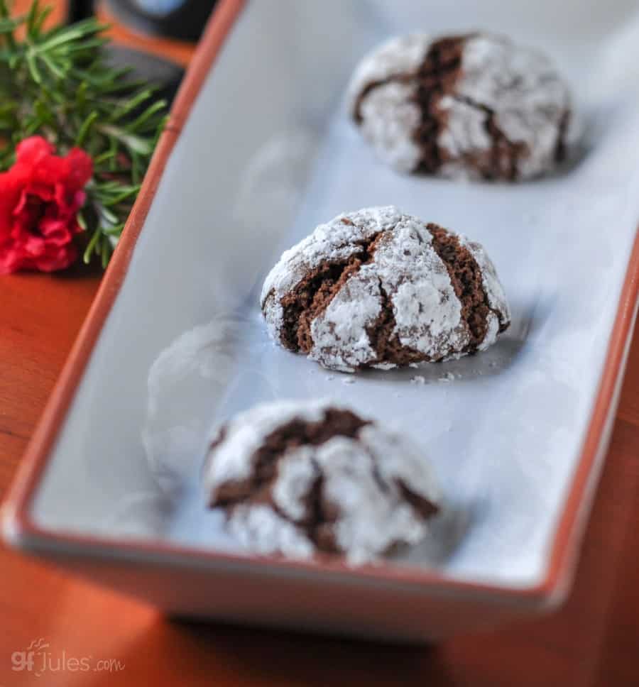 gluten free chocolate crinkle on tray