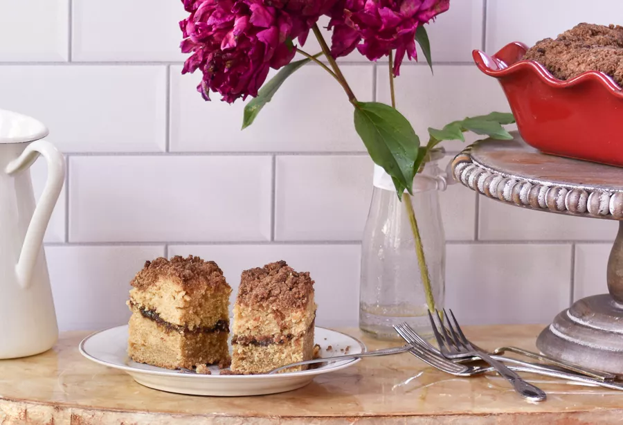 gluten free coffee cake with peonies | gfJules