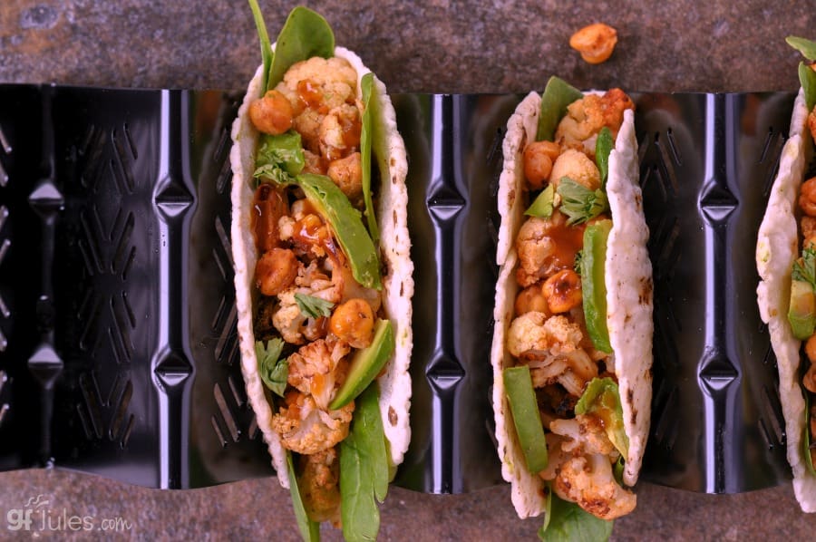 gluten free veggie tacos in rack