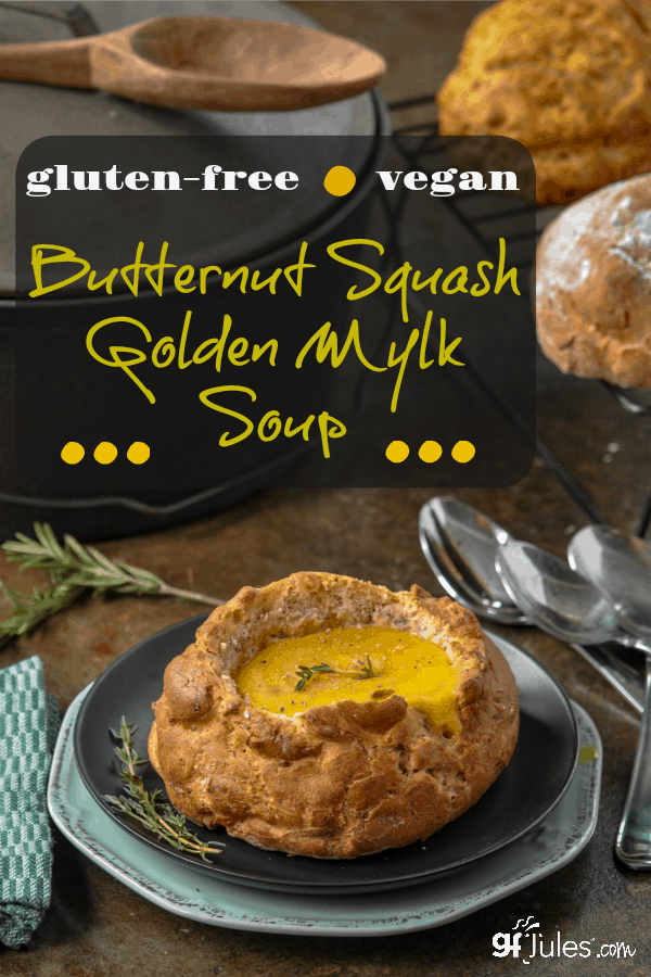 Gluten Free & Vegan Butternut Squash Golden Mylk Soup gfJules