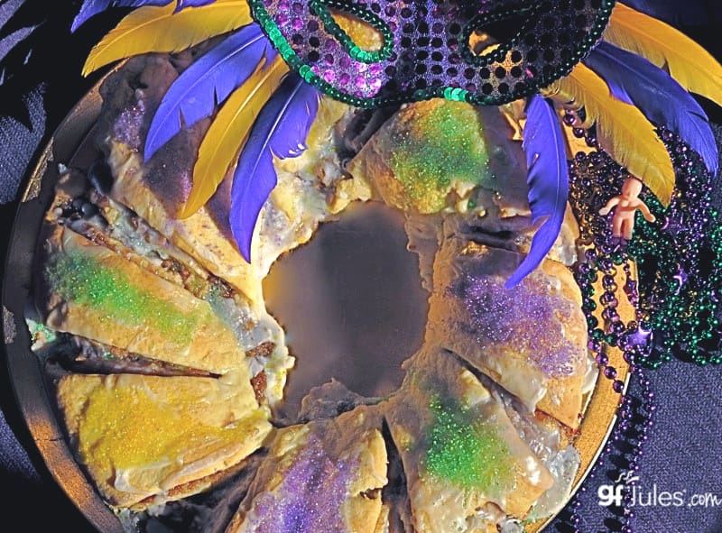 gluten free king cake with beads and baby