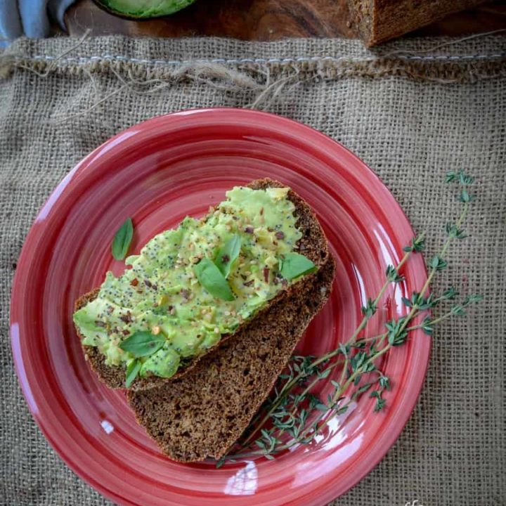 gluten free Irish brown bread avocado toast with herbs