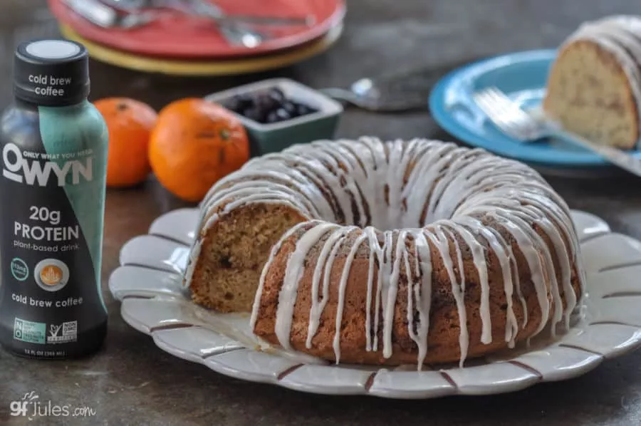 gluten free coffee cake poundcake with OWYN