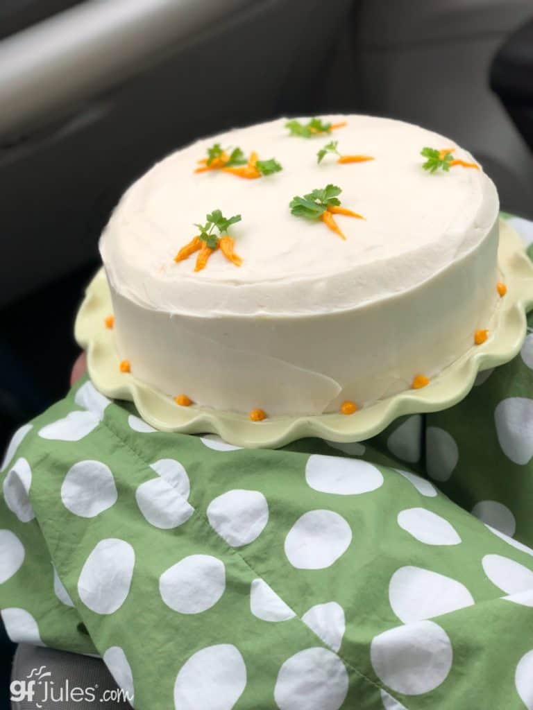 transporting gluten free carrot cake gfJules