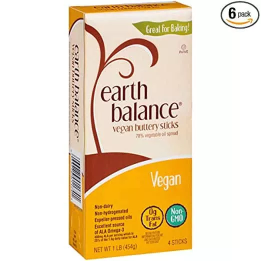 Earth Balance Vegan, Lactose Free, Non-Dairy, Gluten Free, No MSG, Non-GMO Buttery Sticks 16 ounce (Pack of 6)