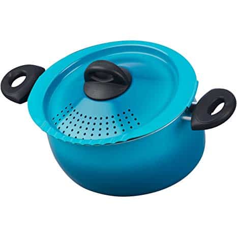 Bialetti Oval Pasta Pot with Strainer Lid - Blue 5.8 qt