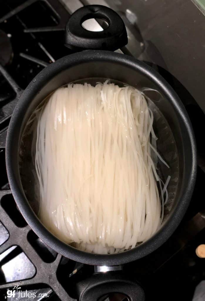 bialetti pot with gluten free rice noodles