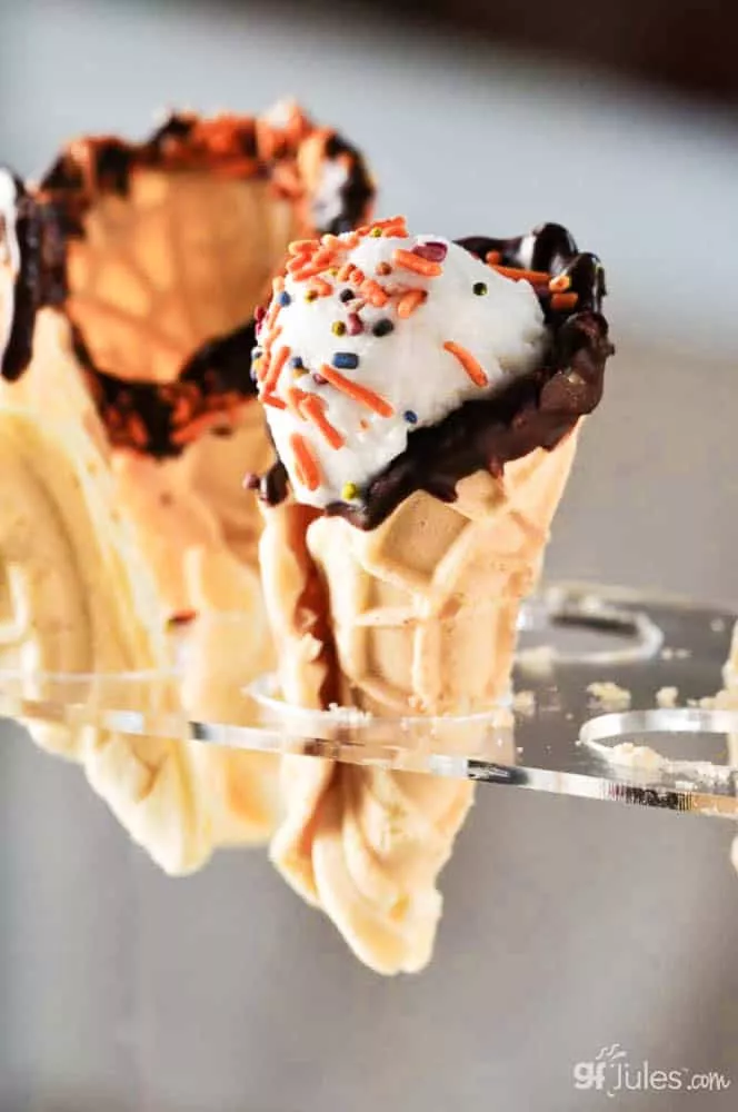 ice cream in gluten free waffle cone